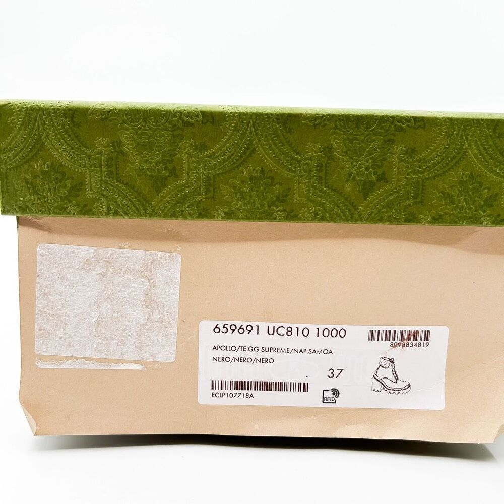 Gucci Boots GG Supreme Apollo Lug Sole Black Leather Canvas 37, 7 - Picture 14 of 14